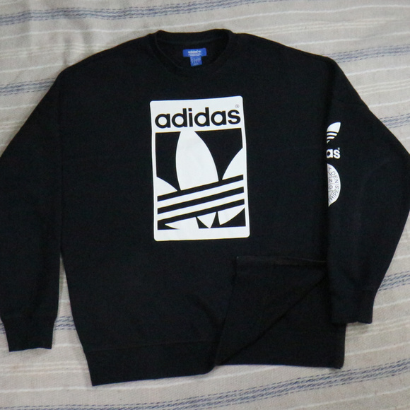 adidas Other - ADIDAS Black/White Side Zipper Crewneck Sweatshirt